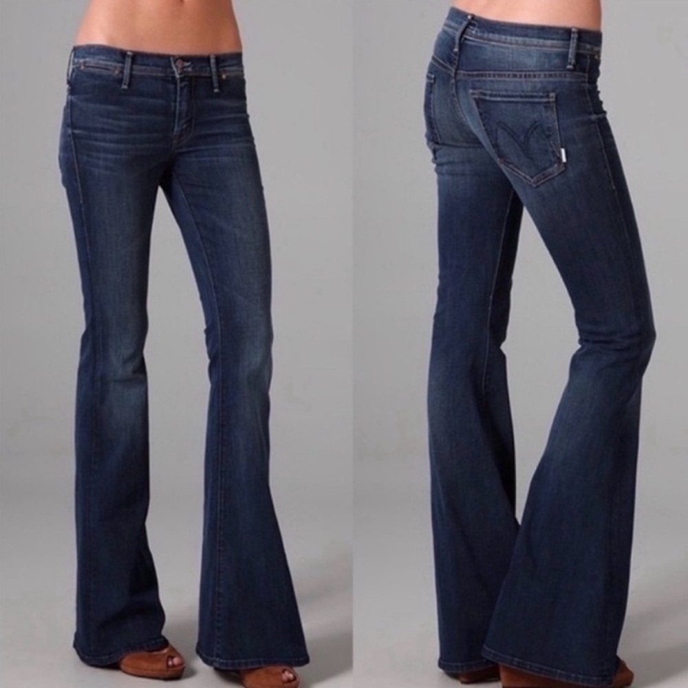BNWT Mother “the Curfew”Flare Leg Jean in Moontide dark wash